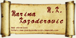 Marina Kozoderović vizit kartica